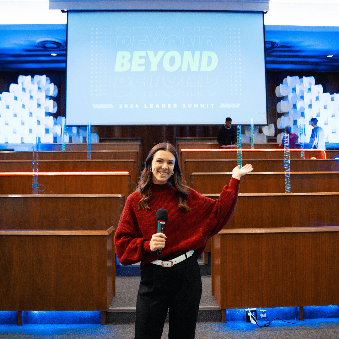 Kelsey O'Connor speaking at the BEYOND 2024 Leader Summit